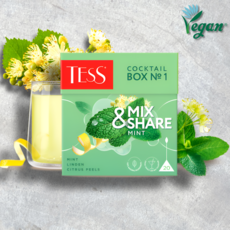 Tess Cocktail Box №1: травяной чай с мятой, липой и гибискусом, 20 пакетиков по 1.5 г