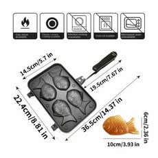 붕어빵 팬 2구 4구 붕어빵틀 홈베이킹 붕어빵 만들기 후라이팬 기계 가정용 붕어팬 Taiyaki 와플 메이커 빵 샌드위치 케이크 페이스트리 베이킹 보드 몰드 만들기 디저트 도구, 1개, 1) 4 holes