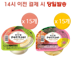 [이마음커머스] CJ 쁘띠첼 과일젤리 밀감 복숭아 포도 망고 파인애플 30개 혼합, 90g, 1세트, 복숭아 15개 + 파인애플 15개