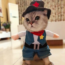 고양이 옷 우라시마 타로 야옹이 개그룩 개그룩 고양이 옷 고양이 직립룩, 옵션2, 카우보이넥타이재미있는복장, 1개