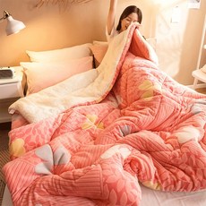 양모이불솜 스웨이드 양면융 10근 털이불 겨울 보온 두꺼운 겨울이불솜 매우두꺼운 싱글 8근 더블 전체면이불, C13-불나무 실버플라워