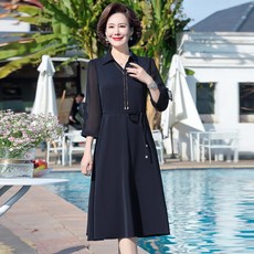 셀럽당 여성 원피스 봄가을 중년 엄마 미디 기장 긴팔 스커트 미디 S02837