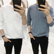 아도르클래식 슬트긴 기본 슬라브 남자 긴팔티 긴팔 티셔츠