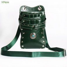 JIBAIHUO 힙색 미용 가위집 미용가방 인조 가죽 가위 파우치 벨트 스트립 빈티지 1013 회색 어깨... 1개, 1014 해바라기 녹색 어깨 허리 겸용