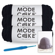 털실모자
 [니뜨] 모드케이크(100g) 뜨개실x3볼+메릴버킷햇도안+모사용코바늘 7/0호(4.0mm) 24_블랙