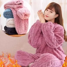 그레이스 여성 꽈배기 극세사 수면잠옷 상하의 세트