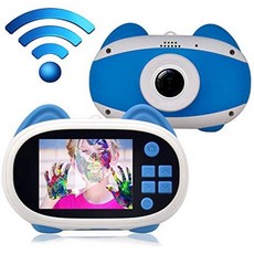 denicer Camera for Kids 2-inch Color Screen Childrens WiFi Camera with Microphone with App Share Vi, One Color_Bule-yellow, 상세 설명 참조0