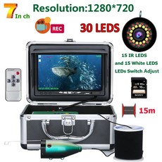 7 인치 1080P 카메라 DVR 물고기 탐지기 수 중 낚시 카메라 15pcs 백색 LEDs + 15pcs 낚시를위한 적외선 램프 16GB Recoding|물고기 탐지기|, 1개, 30LED cable 30M, CHINA
