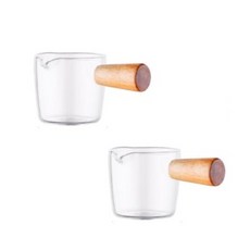 리빙쉘 내열유리 우드손잡이 에스프레소 샷 잔 50ml, 2개