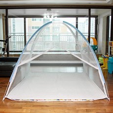 특대형 4인용 패밀리 원터치 모기장 지퍼형 아기 어린이 폴딩 바닥있는