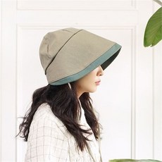 [하프클럽/앞머리]배색 와이드챙 린넨 보넷 벙거지n507