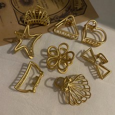 워더미 8pcs 골드 메탈 집게핀 헤어핀 세트 Z105