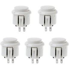 잼마메 5종 세트용 소형 24mm 팩토리 아케이드 버튼 원형 푸시 내장, White, 1개