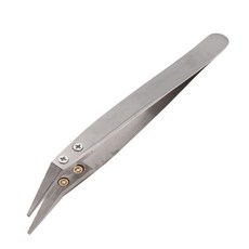QDY 세라믹 족집게 스테인레스 스틸 트위터 플라스틱 Tweezer, 12.5cm, 세라믹 스테인레스 스틸, 정전기 방지 팁