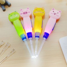지니홀딩스 동물 캐릭터 LED 귀후비개 4P 온 가족 불빛 귀이개 유아동 귀파개 아기귀이개, 4개, 1개입