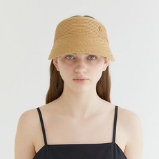 할렌 basic logo pendant raffia sun visor (C009_beige)