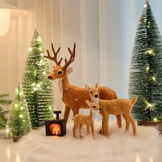이플린 크리스마스 장식 소품 사슴 가족 + 원형러그, 사슴가족세트