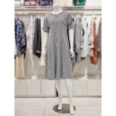 크로커다일레이디 소매셔링 체크무늬 A라인 원피스 CLCMOP104