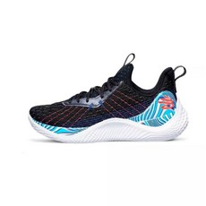 Under Armour Curry 10 편안한 트렌드 가볍고 내마모성이 낮은 농구화 블랙 바구니 화이트