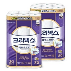 크리넥스 데코 + 소프트 3겹 화장지 40m x 30롤 x 2 두루마리 먼지없는 점보, 상세페이지 참조