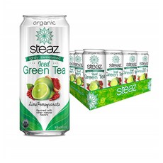 Steaz 오가닉 유기농 아이스 그린티 라임 석류 473ml 12캔, 단일상품