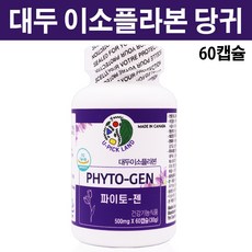 파이토젠 대두이소플라본 비배당체 식물성 에스트로겐 헤스페리딘 파이토케미컬 대두 콩단백질 연어콜라겐 당귀 새이지잎 중년 여성 여자 영양제 추천 캐나다, 60정, 1개