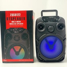 ZQS8122 피크 빅 파워 야외 휴대용 파티 LED RGB 라이트 슈퍼 베이스 서브우퍼 무선 마이크 노래방 블루투스 스피커 포함 60W, 1)ZQS8122 - zidooz9x