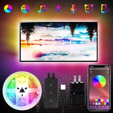 TV 백라이트 LED 스트립 라이트 65인치-75인치 TV 13FT TV 리드 라이트 동기화 TV용 USB 전원 TV 라이트 스트립 변경 데스, 1