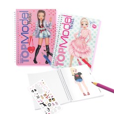 탑모델 포켓 컬러링북(7857) (색상선택- 핑크 블루) 미니 수첩 어린이 색칠놀이 그림그리기