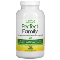 Super Nutrition 퍼펙트 패밀리 에너지 보충 종합비타민 철분 무함유 식품 원료 베지 정제 240정, 1개