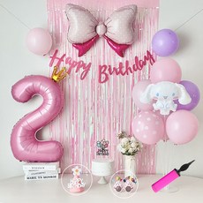 연지마켓 시나모롤 산리오 생일풍선 파티세트, 핑크풀세트(핑크숫자 2)