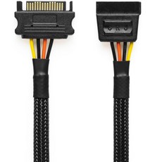 CRJ 15핀 SATA 전원 연장 케이블 - 24인치60cm 블랙 슬리브 ATX 공급 장치용 SSD HDD, 1-Pack