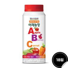 파스퇴르 파스퇴르 100%유기농 야채농장 ABC주스190ml, 18개, 190ml