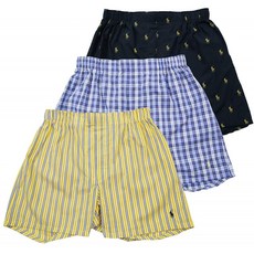 (폴로 랄프 로렌) POLO RALPH LAUREN 트렁크 남성 속옷 WOVEN 3 장 세트 남성 바지 체크 도트 무지 원 포