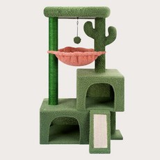 로이펫 4단 스크래쳐 숨숨집 플랫품 캣타워, 1개, 그린