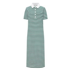 헤지스레이디스 다크그린 카라배색 스트라이프 피케 원피스 HSDR3BC35E3