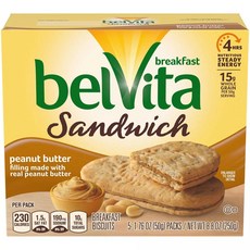 나비스코 벨비타 브렉퍼스트 비스킷 샌드위치 피넛 버터, 50g, 5개입