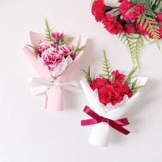 카네이션 미니 조화 꽃다발 납골당 봉안당 꾸미기 성묘꽃, 레드1p+핑크1p, 1개