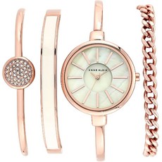 Anne Klein 앤 클라인 여성의 팔찌 시계와 스와로브스키 크리스탈 팔찌 세트 AK 1470