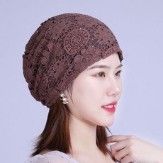스냅백 얇은타입 비니모자 펀칭 망사 꽃송이 갈고리 머리수건 모자 민머리 임산부 모자보호 흰머리 모자여성