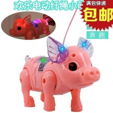 전기 당기는 밧줄 돼지 구동 발광 음악 산책 애완 동물 상호, 1개, A.17 x 7 x 11