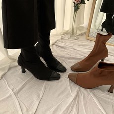 굽7cm 배색코스판 앵글부츠