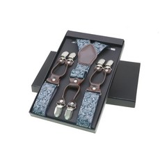 멜빵 남자 패션 멜빵 브라운 가죽 6 클립 중괄호 빈티지 캐주얼 서양식 바지 조정 가능한 서스펜더 스트랩