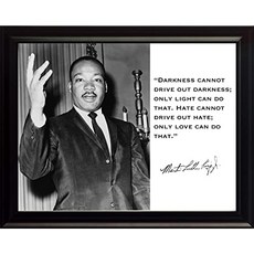 Martin Luther King Jr. MLK "어둠이 어둠을 밀어 넣을 수 없습니다. 빛은 단지 가능합니다. 손이 증오를 운전할 수 없습니다. 사랑은 단지 그렇게 할 수 있습니다." 8x10 액자 사진 예상, 본상품, 본상품