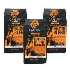Cafe Ole Houston Blend Medium Roast Ground Coffee 카페 올레 휴스턴 블렌드 미디엄 로스트 그라운드 분쇄커피 피칸 프랠라인, 340g, 3개
