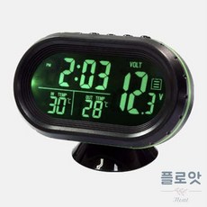 차량용 12 24V LED 시계 시거잭 온도계 볼트메타 측정, 블루, 1개