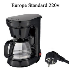 가정용 미국 반자동 필터 커피 머신 유리 티팟 드립 커피 포트 110W 220W, EU, 02 EU