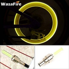 WasaFire 네온 자전거 스포크 라이트 미니 LED 자전거 미등 MTB 휠 타이어 노즐 밸브 캡 램프 사이클링 경고 헤드 리어 라이트, 노랑