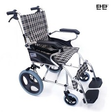 탄탄 경량 휴대용 알루미늄 수동 휠체어 접이식 11kg, WYK863LAJ-12(체크 무늬), 1개