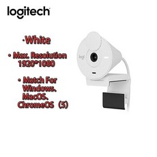 화상캠 핸드폰헤드셋 Logitech-100% 오리지널 Brio 300 HD 웹캠 라이브 온라인 클래스 카메라 컴퓨터 1080P, [02] White